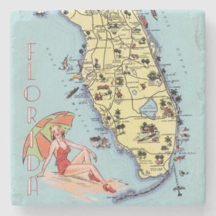 Florida Vintage-Reisekarte Kitsch Steinuntersetzer