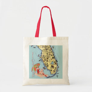Florida Vintage Reiseplan Frau am Strand Tragetasche