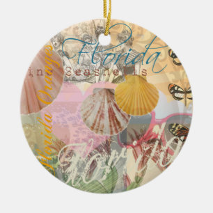 Florida Vintage Travel Beach Seashell Muschel Art Keramikornament