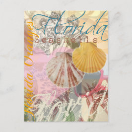 Florida Vintage Travel Beach Seashell Muschel Art Postkarte