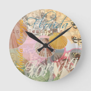 Florida Vintage Travel Beach Seashell Muschel Art Runde Wanduhr