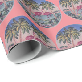 Florida Vintages Flamingo-Muster pink Geschenkpapier