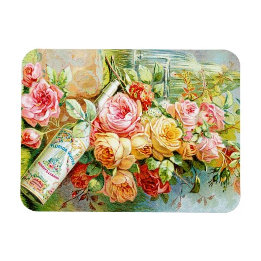 Florida Water Parfüm Label mit Cabbage-Rose Magnet (Horizontal)