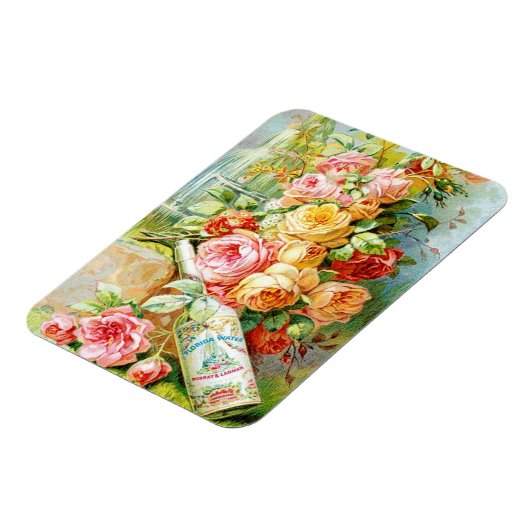 Florida Water Parfüm Label mit Cabbage-Rose Magnet (Linke Seite)