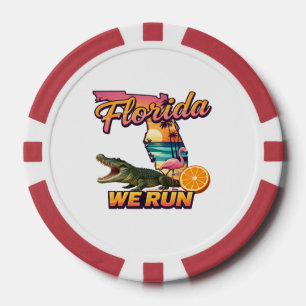 Florida We Run Sonnenuntergang Alligator Flamingo  Pokerchips