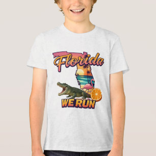 Florida We Run Sonnenuntergang Alligator Flamingo Tri-Blend Shirt