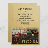 Florida Wedding Einladung Vintag Flamingos (Vorne/Hinten)
