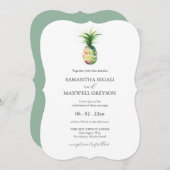 Florida Wedding Invitations Watercolor Pineapple Einladung (Vorne/Hinten)