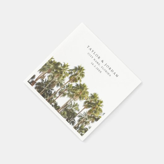 Florida Wedding Palm Tree Custom Foto Serviette (Ecke)
