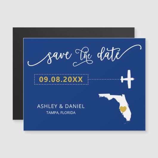 Florida Wedding Save the Date Card, Map Magneteinladung (Vorne/Hinten)