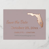 Florida Wedding Save the Date Rose Gold Folieneinladung (Vorderseite)