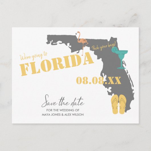Florida Wedding Save the Dates Postkarte (Vorderseite)