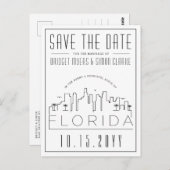 Florida Wedding | Skyline Save the Date Postkarte (Vorne/Hinten)