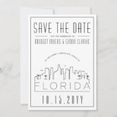Florida Wedding | Stilisierte Skyline Save the Dat Einladung (Vorderseite)