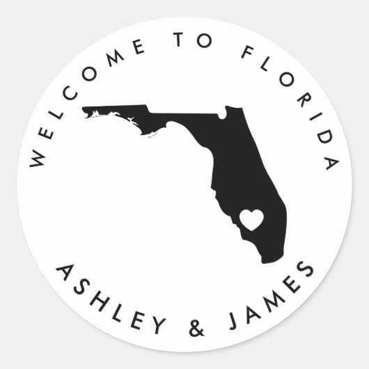 Florida Wedding Welcome Sticker für Leckerei Box B (Vorderseite)