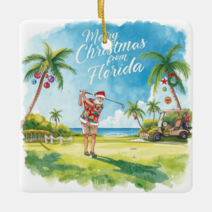 Florida Weihnachten Santa Golfen Keramikornament