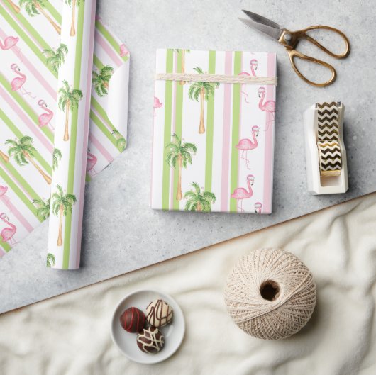 Florida-Weihnachtsflamingo in Santa-Mütze Geschenkpapier (Basteln)