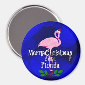 Florida Weihnachtsgrüße von Santa Flamingo Ma Magnet (Vorderseite/Rückseite)