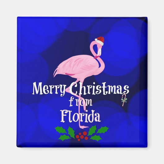 Florida Weihnachtsgrüße von Santa Flamingo Magnet (Vorne)