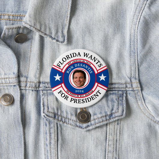 Florida will DeSantis für Präsident Button (Beispiel)