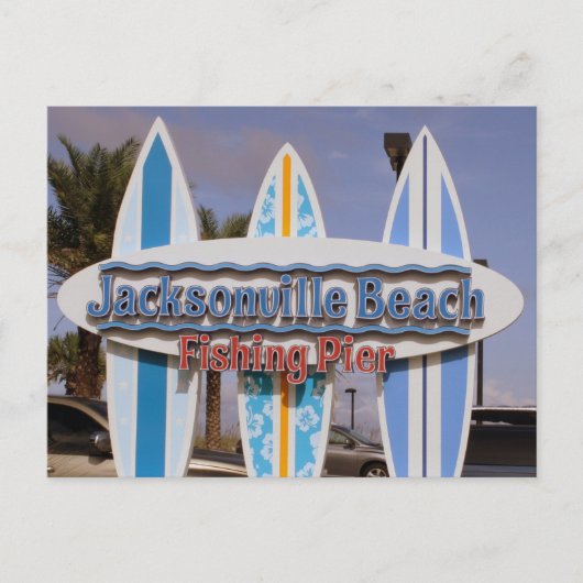 Florida: Zeichen von Jacksonville Beach & Fishing  Postkarte (Vorderseite)
