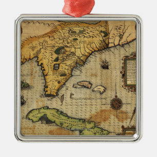 FloridaPanoramic MapFlorida Ornament Aus Metall