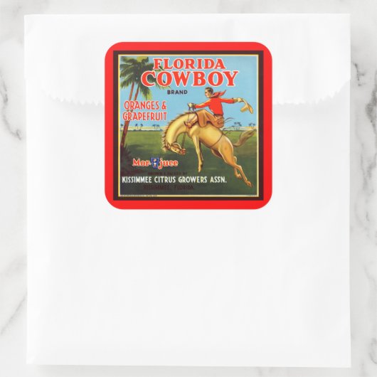 Floriday Cowboy Quadratischer Aufkleber (Tasche)