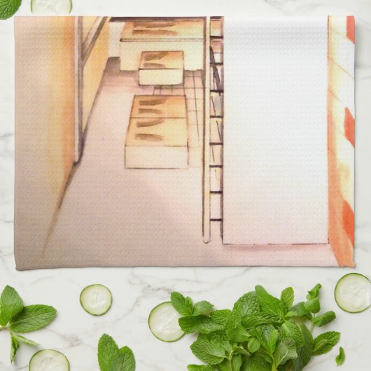 Floridian Modern Kitchen Rendering Perspektive on  Geschirrtuch (Gefaltet)