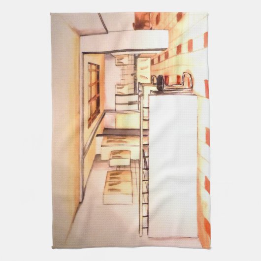 Floridian Modern Kitchen Rendering Perspektive on  Geschirrtuch (Vertikal)