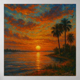 Floridianische Sonnenuntergang-Landschaft Poster