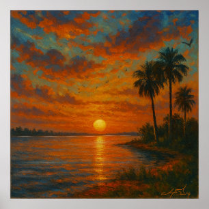 Floridianische Sonnenuntergang-Landschaft Poster