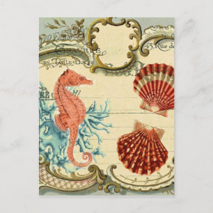 florieren französisch modern vintage Meeresmuschel Postkarte