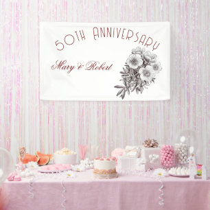 Florierte 50. Hochzeitstag - personalisiert Banner