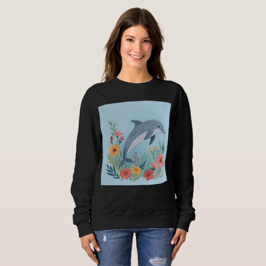 Floriger Delfin Sweatshirt (Vorne ganz)