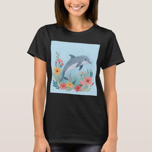 Floriger Delfin T-Shirt (Vorderseite)