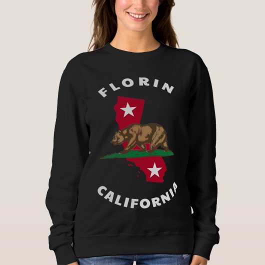 Florin California CA Flag and Bear Badge Souvenir Sweatshirt (Vorderseite)