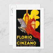 Florio Cinzano Vintage PosterEurope Postkarte (Vorne/Hinten)