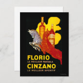 Florio Cinzano Vintage PosterEurope Postkarte (Vorne/Hinten)