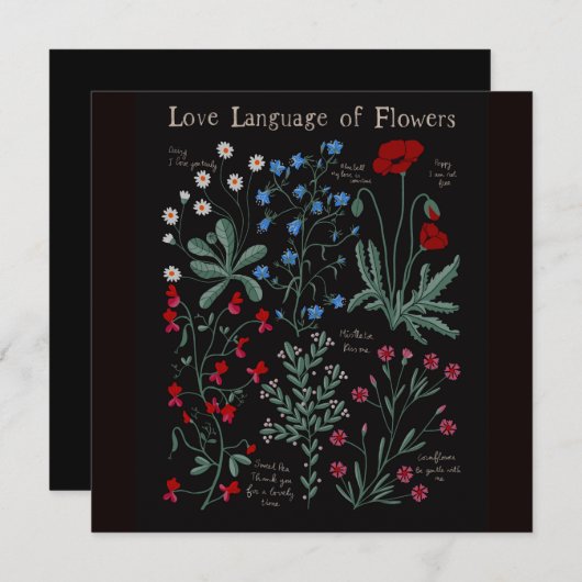 Floriograpy Liebe Sprache der Blume botanisch (Vorne/Hinten)