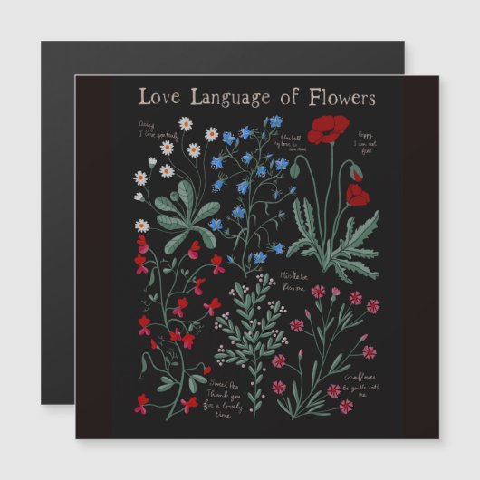 Floriograpy Liebe Sprache der Blume botanisch Magnetkarte (Vorne/Hinten)