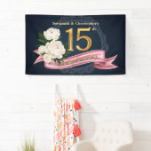 Florische Marine und Gold 15. Hochzeitstag Banner (Insitu)