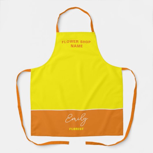 Florist Blume Shop Name Mitarbeiter Orange gelb Schürze (Vorderseite)