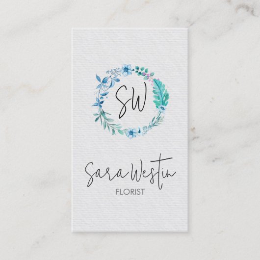 Florist Blumen Monogramm Visitenkarte (Vorderseite)