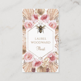 Florist Boho Blush Pink Floral Gold Visitenkarte