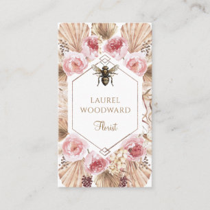 Florist Boho Blush Pink Floral Gold Visitenkarte