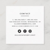 Florist Business Card Quadratische Visitenkarte (Rückseite)