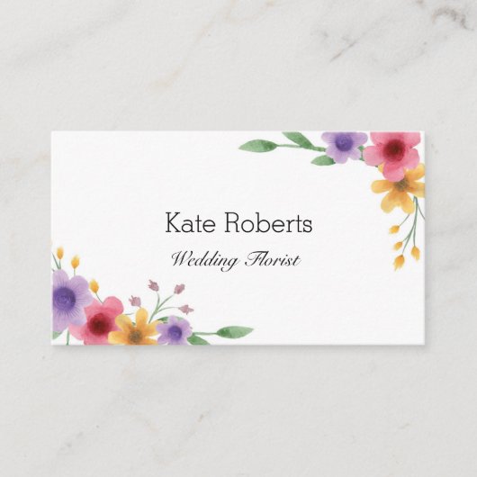 Florist der AquarellfrühlingsblumenVisitenkarte | Visitenkarte (Vorderseite)
