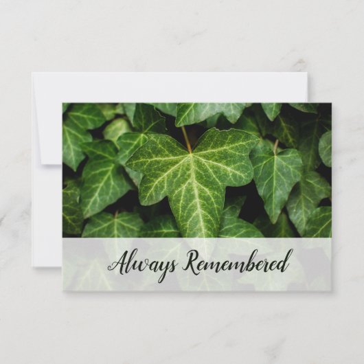 Florist Edition 🌿 Ivy Foto 'Always Remembered' Mitteilungskarte (Vorderseite)