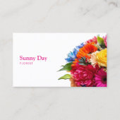 Florist farbenfrohe BlumenBouquet mit QR-Code Visitenkarte (Vorderseite)