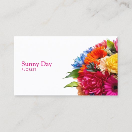 Florist farbenfrohe BlumenBouquet mit QR-Code Visitenkarte (Vorderseite)